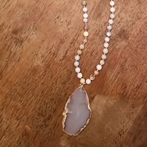 Bead and crystal pendant necklace